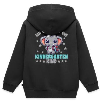Kindergarten Elefant Ich bin jetzt ein - Kinder Premium Organic Zip Hoodie - Schwarz - Hinten - AI Model Kid Male (0cm)