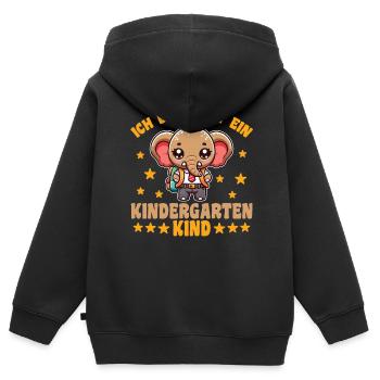 Kindergarten Elefant Ich bin jetzt ein - Kinder Premium Organic Zip Hoodie - Schwarz - Hinten - AI Model Kid Male (0cm)