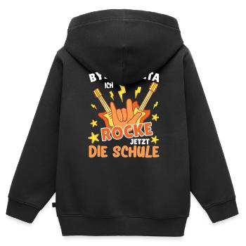 Kita Abschied jetzt rocke ich die Schule - Kinder Premium Organic Zip Hoodie - Schwarz - Hinten - AI Model Kid Male (0cm)