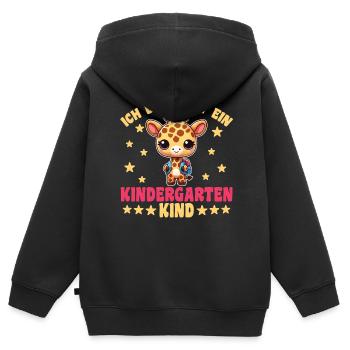 Kindergarten Giraffe Ich bin jetzt ein - Kinder Premium Organic Zip Hoodie - Schwarz - Hinten - AI Model Kid Male (0cm)