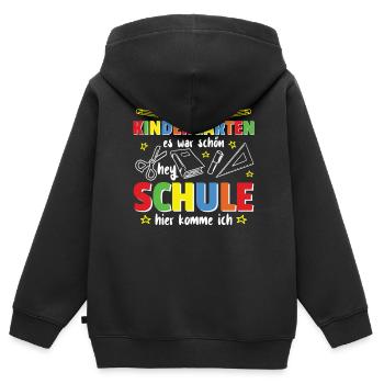 Tschüss Kindergarten Abschied Schule Einschulung - Kinder Premium Organic Zip Hoodie - Schwarz - Hinten - AI Model Kid Male (0cm)