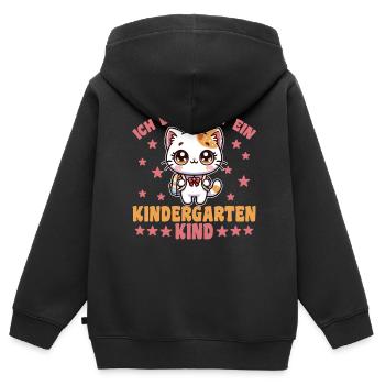 ich bin jetzt ein Kindergartenkind 2025 - Kinder Premium Organic Zip Hoodie - Schwarz - Hinten - AI Model Kid Male (0cm)