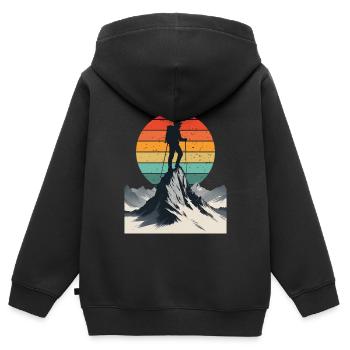 Aventurier au Sommet Montagne - Sweat Premium à capuche zippé enfant bio - noir - Dos - AI Model Kid Male (0cm)