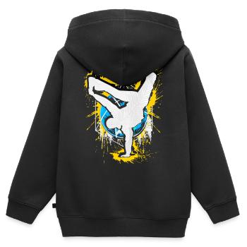 Breakdance Handstand Bboy - B-Boying Breakdancer - Sweat Premium à capuche zippé enfant bio - noir - Dos - AI Model Kid Male (0cm)