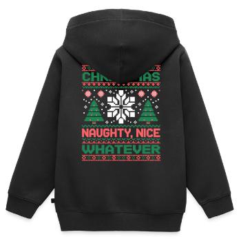 Weihnachts Pixel Sweat Naughty Nice Whatever - Kinder Premium Organic Zip Hoodie - Schwarz - Hinten - AI Model Kid Male (0cm)