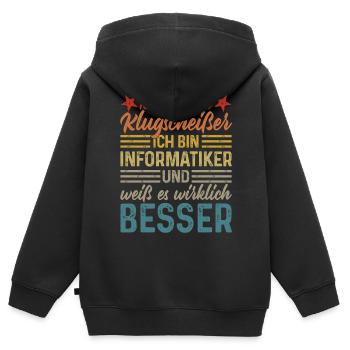 Informaticien - pas un petit malin - Sweat Premium à capuche zippé enfant bio - noir - Dos - AI Model Kid Male (0cm)