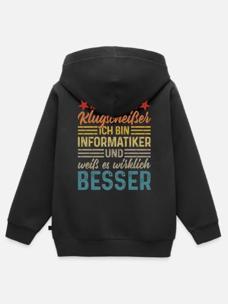 Informatiker - Kein Klugscheißer - Kinder Premium Organic Zip Hoodie - Schwarz