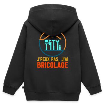 Ich kann kein DIY-T-Shirt - Kinder Premium Organic Zip Hoodie - Schwarz - Hinten - AI Model Kid Male (0cm)