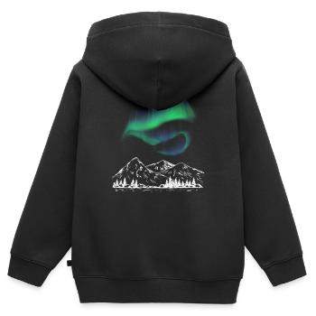 Aurora Alpenkarte - Kinder Premium Organic Zip Hoodie - Schwarz - Hinten - AI Model Kid Male (0cm)