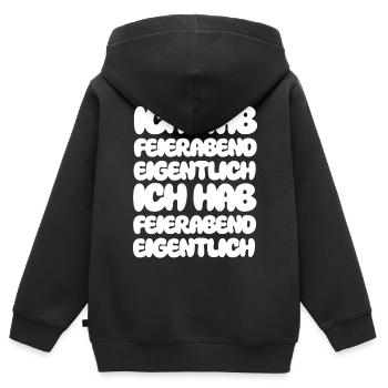 Ich hab Feierabend eigentlich Ich hab Feierabend - Kinder Premium Organic Zip Hoodie - Schwarz - Hinten - AI Model Kid Male (0cm)