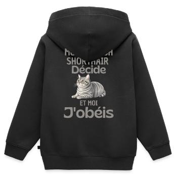 My British Shorthair decides, I obey - Kids Premium Organic Zip-up Hoodie - black - Back - AI Model Kid Male (0cm)