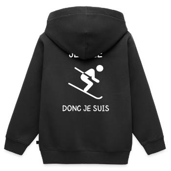Je Skie Donc Je Suis - Sweat Premium à capuche zippé enfant bio - noir - Dos - AI Model Kid Male (0cm)