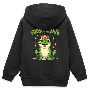 Frog Prince Costume Frog Crown Carnival Carnival - Kids Premium Organic Zip-up Hoodie - black - Back - AI Model Kid Male (0cm)