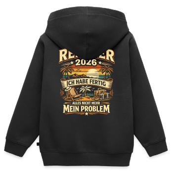 Pensions cadeaux d’adieu 2026 - Sweat Premium à capuche zippé enfant bio - noir - Dos - AI Model Kid Male (0cm)