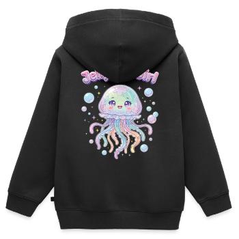 Pastel Kawaii Quallenmädchen-Ästhetik - Kinder Premium Organic Zip Hoodie - Schwarz - Hinten - AI Model Kid Male (0cm)