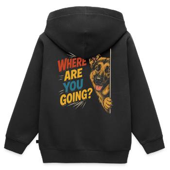 Neugieriger Hund, lustiger Blick - Kinder Premium Organic Zip Hoodie - Schwarz - Hinten - AI Model Kid Male (0cm)