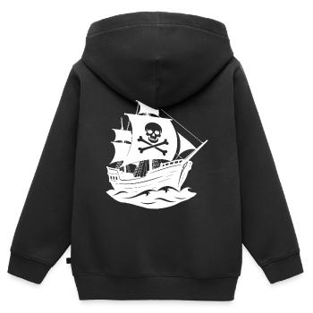 Piratenschiff - Kinder Premium Organic Zip Hoodie - Schwarz - Hinten - AI Model Kid Male (0cm)