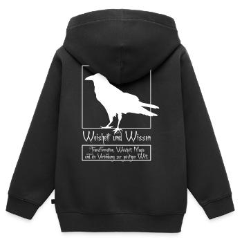 Raven Rabe Wissen und Weisheit Silhouette - Kinder Premium Organic Zip Hoodie - Schwarz - Hinten - AI Model Kid Male (0cm)