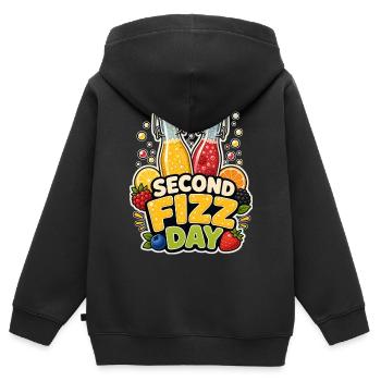 SECOND FIZZ DAY - Kids Premium Organic Zip-up Hoodie - black - Back - AI Model Kid Male (0cm)