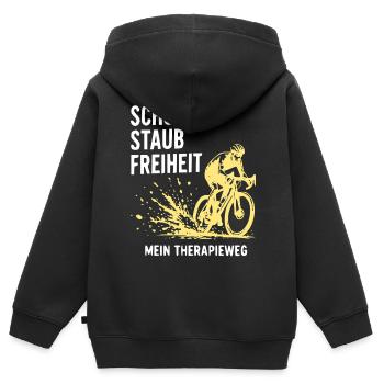 Schotter Freiheit – Mein Therapieweg - Kinder Premium Organic Zip Hoodie - Schwarz - Hinten - AI Model Kid Male (0cm)