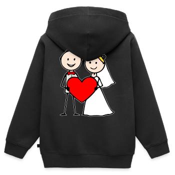 Hochzeitspaar Cartoon Herz - Kinder Premium Organic Zip Hoodie - Schwarz - Hinten - AI Model Kid Male (0cm)