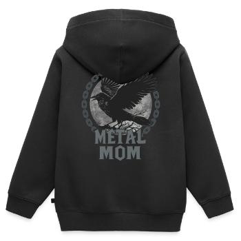 Metal Mom Corbeau Cadeau Heavy Metal Femme - Sweat Premium à capuche zippé enfant bio - noir - Dos - AI Model Kid Male (0cm)