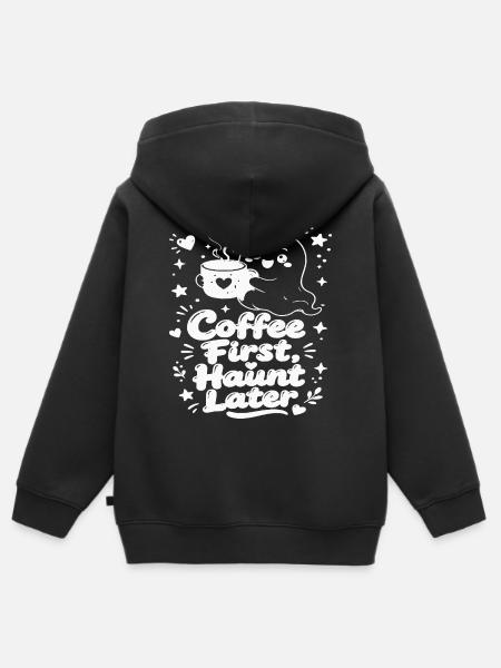 Kaffee Erst Dann Latte Geist - Kinder Premium Organic Zip Hoodie - Schwarz