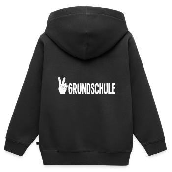 Grundschule V-Handzeichen Grundschüler Geschenk - Kinder Premium Organic Zip Hoodie - Schwarz - Hinten - AI Model Kid Male (0cm)