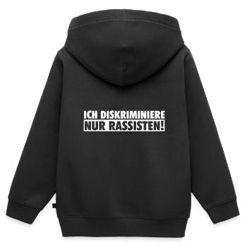 Antifaschisten | Gegen Rassismus Nazis Geschenk - Kinder Premium Organic Zip Hoodie - Schwarz - Hinten - AI Model Kid Male (0cm)