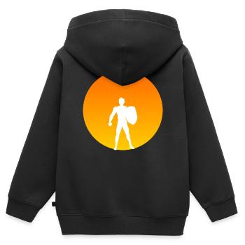Hero sun - Kids Premium Organic Zip-up Hoodie - black - Back - AI Model Kid Male (0cm)