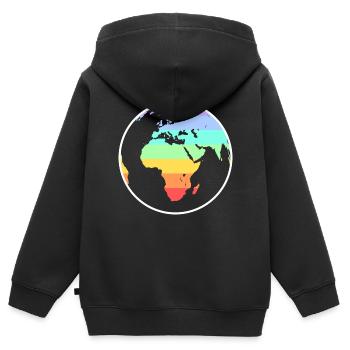Regenbogen Welt - Kinder Premium Organic Zip Hoodie - Schwarz - Hinten - AI Model Kid Male (0cm)