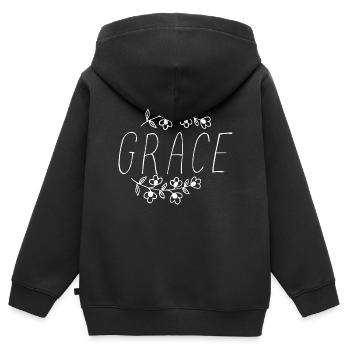 Grace Christian Religious - Kids Premium Organic Zip-up Hoodie - black - Back - AI Model Kid Male (0cm)