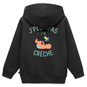 J peux pas j ai crèche - Sweat Premium à capuche zippé enfant bio - noir - Dos - AI Model Kid Male (0cm)