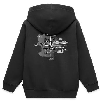 boussole Krefeld, Krefeld - Sweat Premium à capuche zippé enfant bio - noir - Dos - AI Model Kid Male (0cm)