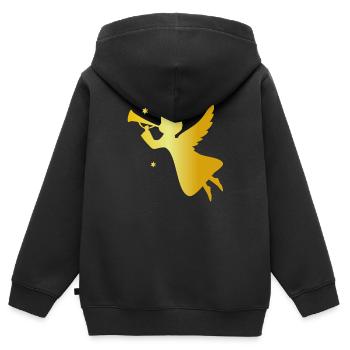 ENGEL - Kinder Premium Organic Zip Hoodie - Schwarz - Hinten - AI Model Kid Male (0cm)