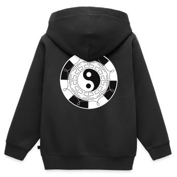 Yin Yang - Tao - Kinder Premium Organic Zip Hoodie - Schwarz - Hinten - AI Model Kid Male (0cm)