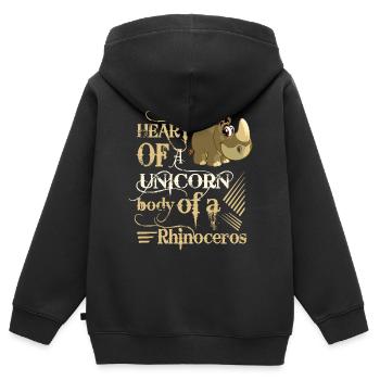 thick fully slim thick rhino sayings funny fun - Kids Premium Organic Zip-up Hoodie - black - Back - AI Model Kid Male (0cm)
