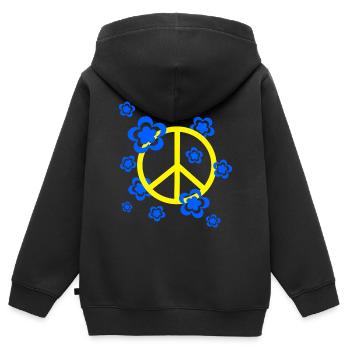 70er Jahre Blume Muster - Kinder Premium Organic Zip Hoodie - Schwarz - Hinten - AI Model Kid Male (0cm)