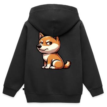 Süßer Shiba Inu lustiger skeptischer Blick - Kinder Premium Organic Zip Hoodie - Schwarz - Hinten - AI Model Kid Male (0cm)