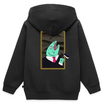 Poisson estonien - Sweat Premium à capuche zippé enfant bio - noir - Dos - AI Model Kid Male (0cm)