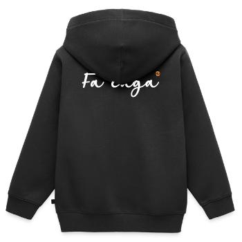 Catalan - Fa caga 2 – par OBV - Sweat Premium à capuche zippé enfant bio - noir - Dos - AI Model Kid Male (0cm)