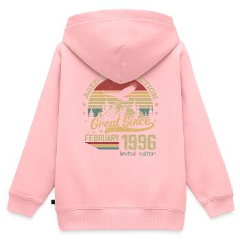28 years old Aged to Perfection born in February 1996 - Kids Premium Organic Zip-up Hoodie - rose - Back - AI Model Kid Female (0cm)