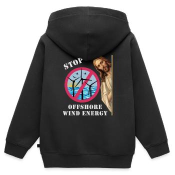 Offshore Windenergie Stopp - Kinder Premium Organic Zip Hoodie - Schwarz - Hinten - AI Model Kid Male (0cm)