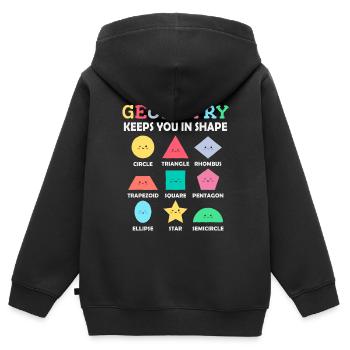 Geometrische Formen mit positiven Sprüchen - Kinder Premium Organic Zip Hoodie - Schwarz - Hinten - AI Model Kid Male (0cm)