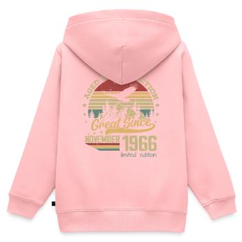 58 years old Aged to Perfection born: November 1966 - Kids Premium Organic Zip-up Hoodie - rose - Back - AI Model Kid Female (0cm)