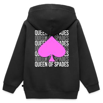 Pique, carte à jouer, jeu de cartes de pique - Sweat Premium à capuche zippé enfant bio - noir - Dos - AI Model Kid Male (0cm)