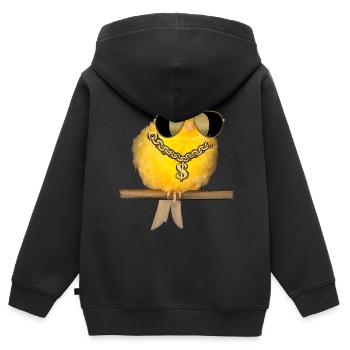 oiseau maléfique canari cool avec des lunettes de soleil - Sweat Premium à capuche zippé enfant bio - noir - Dos - AI Model Kid Male (0cm)