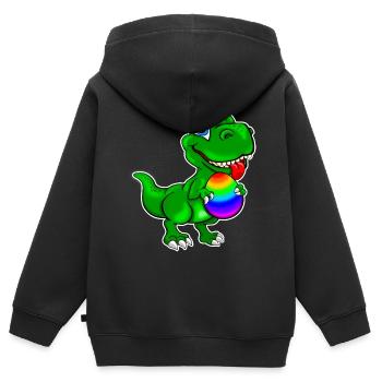 Dino mit Osterei - Kinder Premium Organic Zip Hoodie - Schwarz - Hinten - AI Model Kid Male (0cm)