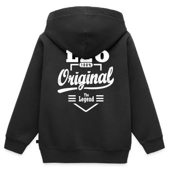 Cadeau Leo original personnalisé prénom leo - Sweat Premium à capuche zippé enfant bio - noir - Dos - AI Model Kid Male (0cm)