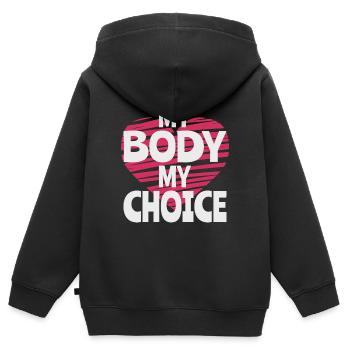 Mon corps Ma décision - Sweat Premium à capuche zippé enfant bio - noir - Dos - AI Model Kid Male (0cm)